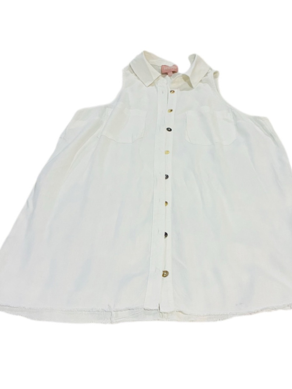 Show Me Your MuMu White Sleeveless Button-Down